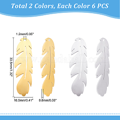 12 шт. подвески из нержавеющей стали 304 двух цветов&nbsp;STAS-UN0033-82