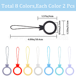 16 шт. 8 цвета силиконовые кольца для мобильного телефона AJEW-GF0008-54