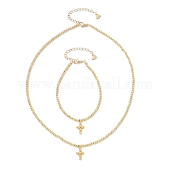 Комплекты украшений из латунных круглых бусин SJEW-JS01348