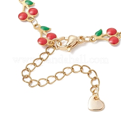 Браслеты-цепочки с вишнями из нержавеющей стали 304 с эмалью&nbsp;BJEW-JB13002