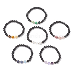 Эластичные браслеты из натуральных и синтетических смешанных драгоценных камней для женщин&nbsp;BJEW-JB13202