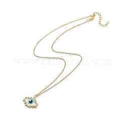 Японское ожерелье с плетеным ромбом из семян и подвеской от сглаза с цепями из нержавеющей стали 304 для женщин NJEW-MZ00001