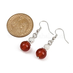 Серьги-подвески из натурального сердолика из латуни&nbsp;EJEW-JE06588-02