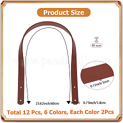 12 шт. 6 цвета ПУ искусственная кожа заклепочные ремни для сумки&nbsp;DIY-CL0002-37B