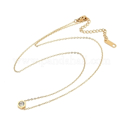 Ионное покрытие (ip) 304 нержавеющая сталь кубический цирконий шестигранный кулон кабель цепь ожерелья&nbsp;NJEW-P320-16G-02