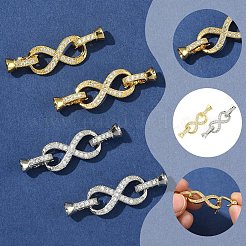 2 шт. латунные застежки с микропаве из прозрачного кубического циркония&nbsp;KK-YW0003-54P