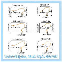 180 шт. 6 латунных крючка для сережек&nbsp;KK-PH0005-13