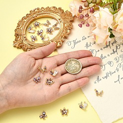 4 шт. 4 стиля латунных подвесок с микропаве из кубического циркония&nbsp;KK-YW0004-24