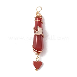 6 шт. 6 стиля подвески в форме пули в форме сердца из натурального сердолика&nbsp;PALLOY-JF03482-03