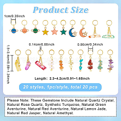 20шт 20 стильные подвески из натуральных и синтетических смешанных драгоценных камней и сплавов с эмалью&nbsp;FIND-BC0003-72