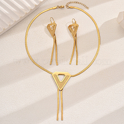 Комплекты из серег и ожерелий с треугольными кисточками из нержавеющей стали 201 в винтажном стиле для вечеринки для женщин SQ0864