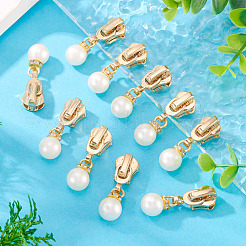 10 шт. круглые акриловые жемчужные и сплавные бегунки для молний HJEW-TAC0086