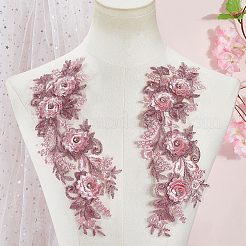 Полиэстер вышитые кружевные нашивки на ткань&nbsp;AJEW-WH20070-069C