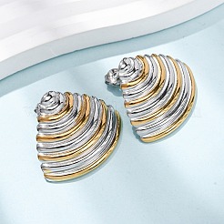 Серьги-гвоздики в форме двухцветной ракушки из нержавеющей стали 304.&nbsp;EJEW-H176-01GP