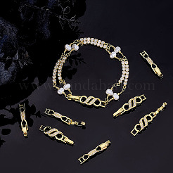 8 шт. 2 стиля застежки для часового ремешка с покрытием из латуни с микропаве из прозрачного кубического циркония ZIRC-ME0001-03