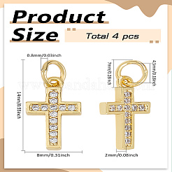 4 шт. подвески-крестики из латуни с микропаве из кубического циркония&nbsp;ZIRC-LP0001-09