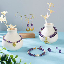 4 нить 4 стилей натуральный аметист бусины нити G-CW0001-08