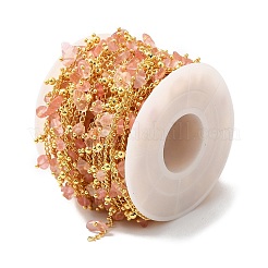 Цепочки ручной работы из синтетического вишневого кварцевого стекла с бусинами CHC-M024-01G-01