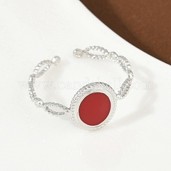 Овальные эмалевые манжеты из нержавеющей стали 304 для женщин&nbsp;RJEW-G355-01P-02