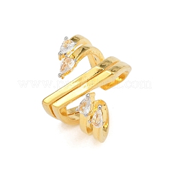 Манжеты из латуни с микро паве кубический цирконий для женщин RJEW-L132-06G