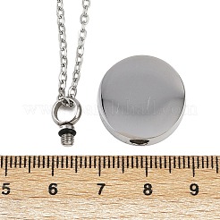 304 нержавеющая сталь плоская круглая подвеска урна для праха домашних животных ожерелья&nbsp;NJEW-S455-01P