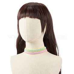 7шт 7 цветные круглые акриловые ожерелья из бисера для женщин NJEW-JN03864