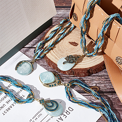 4 шт. 4 комплекта ожерелий из смоляной подвески в форме плоского круга NJEW-AN0001-07