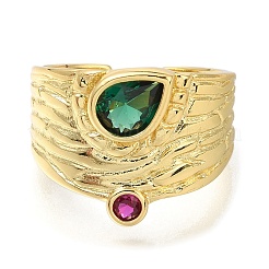 Кольца-манжеты из латуни с микропаве из кубического циркония и стекла для женщин RJEW-M022-02G