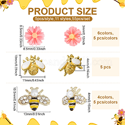 55 шт. 11 стиля кабошонов из стразов из смолы/сплава&nbsp;MRMJ-PH0002-93