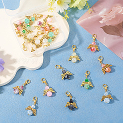 20 шт. двухцветная стеклянная бусина с подвесками из сплава&nbsp;HJEW-TAC0110