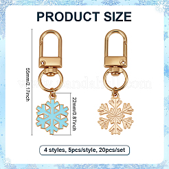 20 шт. 4 стиля снежинка сплав эмалированные подвесные украшения HJEW-PH02073