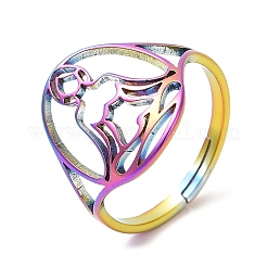 Ионное покрытие (ip) 304 нержавеющая сталь полое регулируемое человеческое кольцо для женщин&nbsp;RJEW-M149-16RC