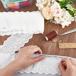 8 ярд хлопковой кружевной ленты с цветочной вышивкой OCOR-DR0001-04