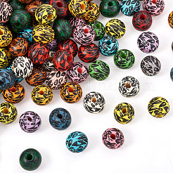 120шт 15 цвета окрашенные бусины из натурального дерева WOOD-TA0001-66