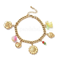 Браслеты с подвесками из акрила и нержавеющей стали 304 BJEW-G761-02G