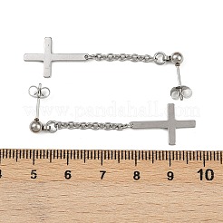 Перевернутый крест 201 серьги-гвоздики из нержавеющей стали EJEW-P314-01B-P