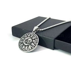 Ретро-ожерелья из нержавеющей стали с подвеской в виде солнца и луны для мужчин QW4763