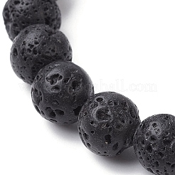 Эластичный браслет из натурального камня лавы и синтетической бирюзы с черепахой и бусинами&nbsp;BJEW-JB09699-04