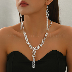 Комплекты из роскошных полых геометрических серег и ожерелий с длинными кисточками для женщин&nbsp;TX4932