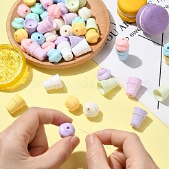 60шт 2 стиля непрозрачные акриловые бусины&nbsp;SACR-CJ0001-86