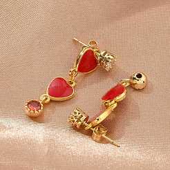 Серьги-гвоздики с цирконом из латуни EJEW-M077-10G-02