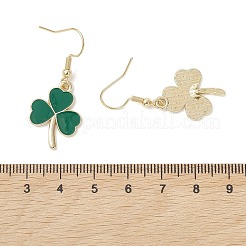 Серьги-подвески из сплава клевера с эмалью&nbsp;EJEW-JE06939