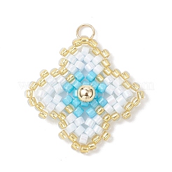 3 шт. подвески из двухцветного стеклянного бисера ручной работы в форме четырехлистника&nbsp;PALLOY-MZ00965