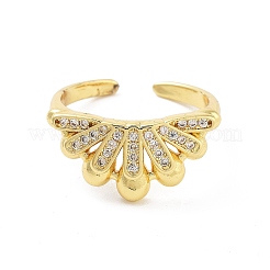 Открытое кольцо-манжета с короной из латуни с микропаве из прозрачных кубических цирконий для женщин&nbsp;LS-RJEW-Z055-06G