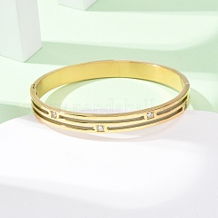 Женские браслеты из нержавеющей стали 304 с микропаве из прозрачных кубических цирконий&nbsp;BJEW-B161-03G