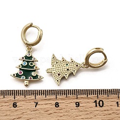 Латунные микро проложить серьги обруча кубического циркония EJEW-Z137-01G