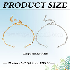 12 шт. 2 цвета 304 нержавеющая сталь звено цепи браслет изготовление&nbsp;AJEW-MA00003