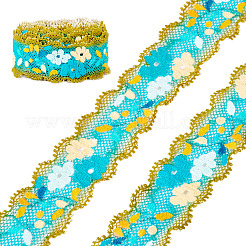 6 м полиэстеровая кружевная лента с цветочной вышивкой OCOR-TAC0015-14