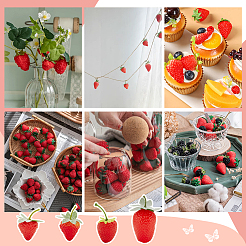 54шт 4 вида пластиковой имитации клубники AJEW-PH0011-34