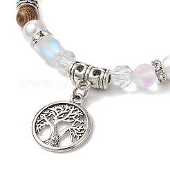 4шт. деревянные круглые бусины браслеты с подвесками для женщин&nbsp;BJEW-JB11645